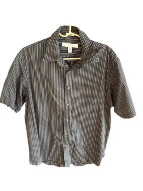 Men's Striped Short Sleeve Button-Up Shirt L/G Cotton/Polyester 8o